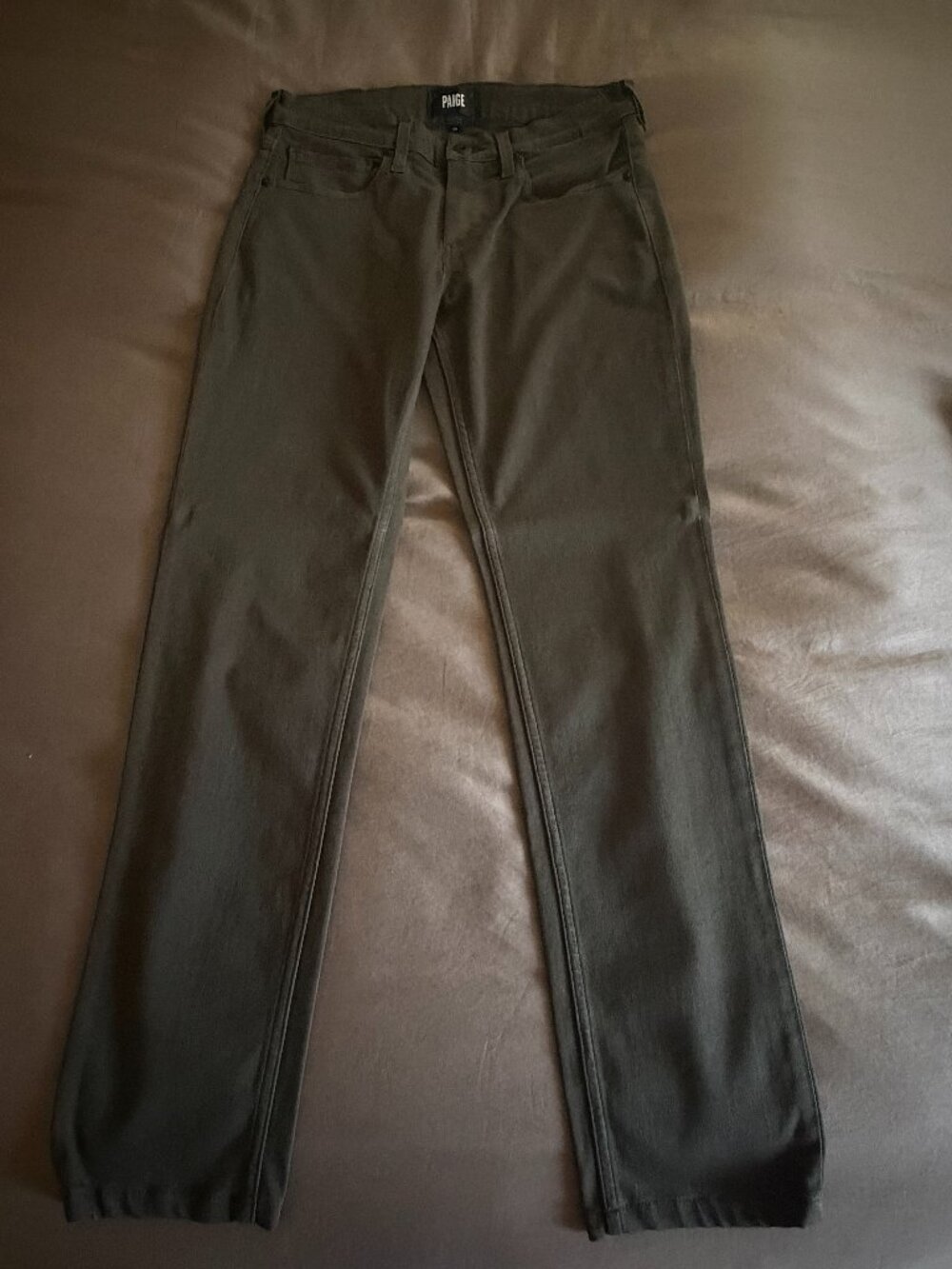 PAIGE Jeans Lennox Olive Green TRANSCEND Luxury Fabric Slim Fit Denim Sz 29X31